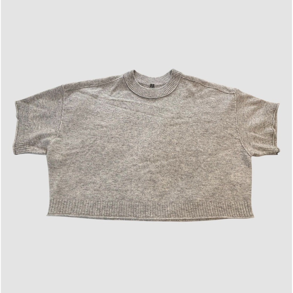 Anthropologie Women's Medium 100% Cashmere Goldie Crew Neck Sweater Cropped Gray